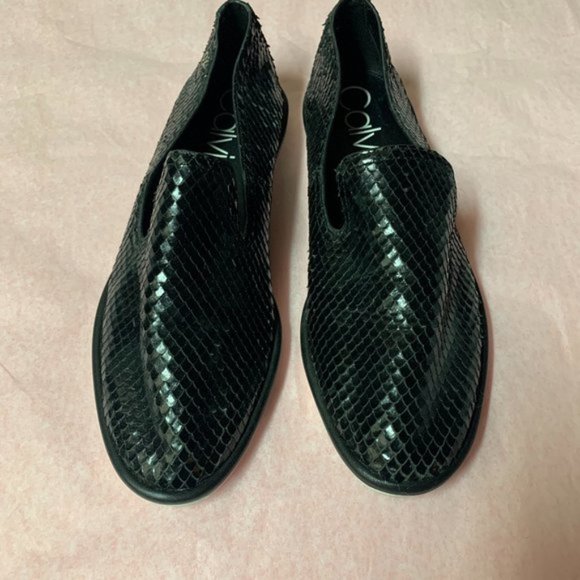Calvin Klein Shoes - Womans Calvin Klein Black Faux Snakeskin Flats